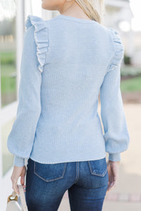 Reach For You Light Blue Ruffled Sweater