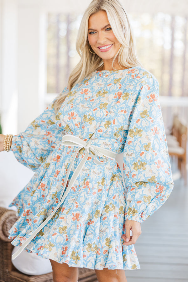 Stay Close Light Blue Floral Dress