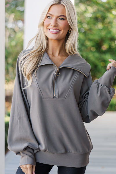 Today's The Day Gray Quarter Zip Pullover – Shop the Mint