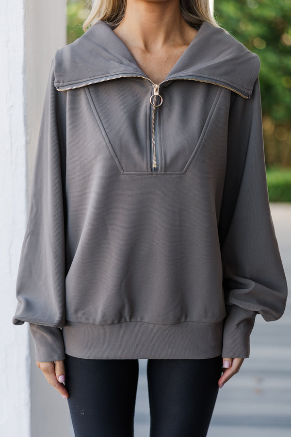 Today's The Day Gray Quarter Zip Pullover