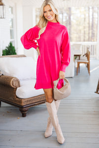 Where You Are Fuchsia Pink Sweater Dress