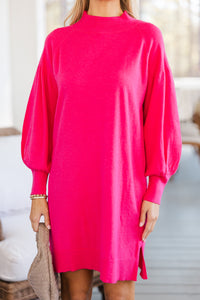 Where You Are Fuchsia Pink Sweater Dress