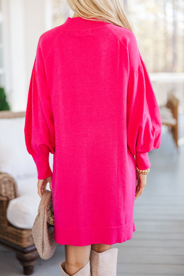 Where You Are Fuchsia Pink Sweater Dress