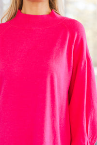 Where You Are Fuchsia Pink Sweater Dress
