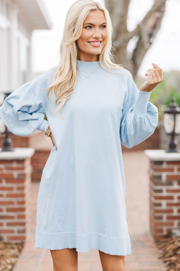 Where You Are Light Blue Sweater Dress