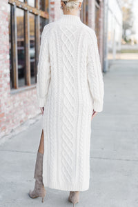 Let It All Go Cream Sweater Midi Dress