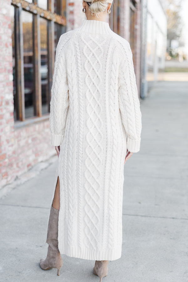 Let It All Go Cream Sweater Midi Dress