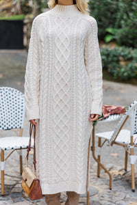 Let It All Go Cream Sweater Midi Dress