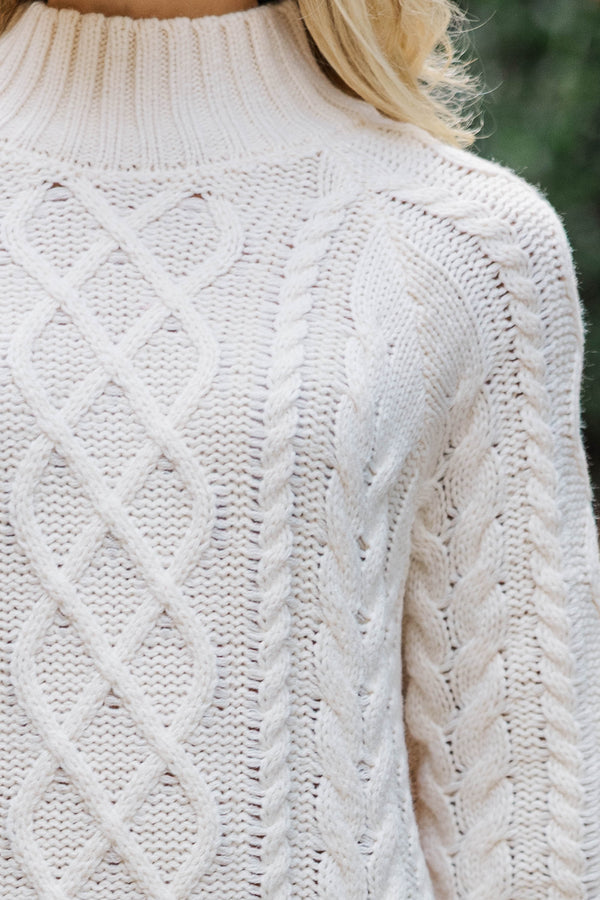 Let It All Go Cream Sweater Midi Dress