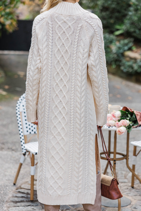 Let It All Go Cream Sweater Midi Dress