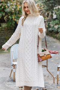 Let It All Go Cream Sweater Midi Dress