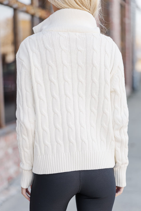 Hold On Tight Cream Quarter Zip Sweater