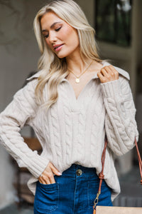 It's A Good Sign Cable Knit Collared Sweater