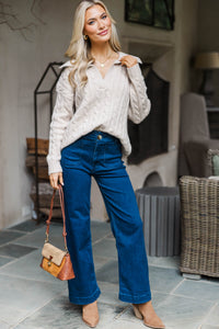 It's A Good Sign Cable Knit Collared Sweater