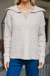 It's A Good Sign Cable Knit Collared Sweater