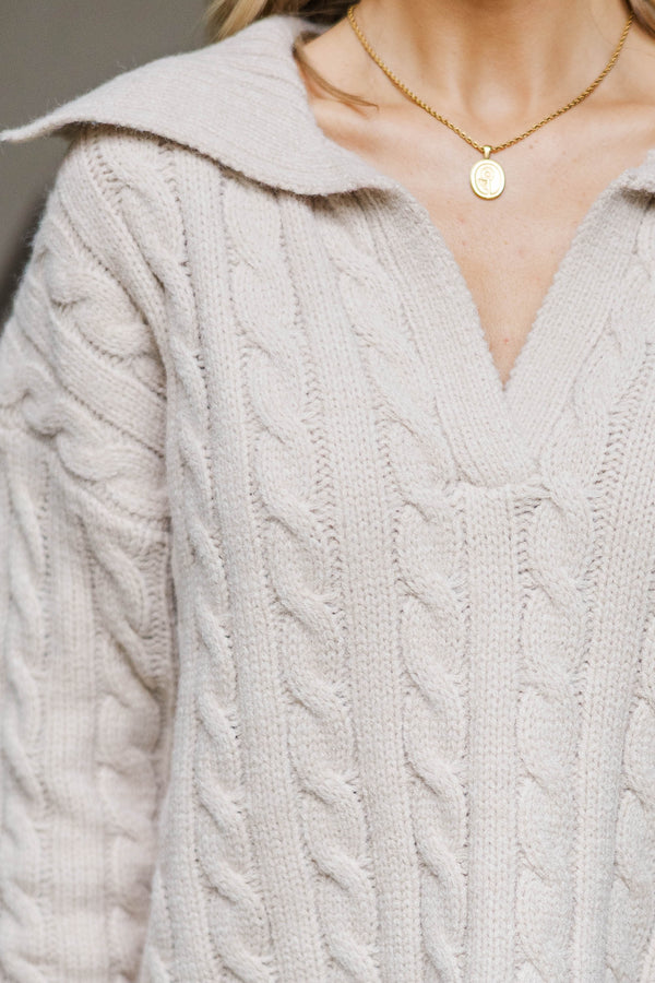 It's A Good Sign Cable Knit Collared Sweater