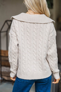 It's A Good Sign Cable Knit Collared Sweater