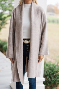 On Your Way Taupe Long Cardigan