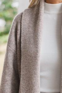 On Your Way Taupe Long Cardigan