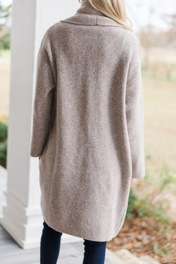 Stay On Taupe Sweater Cardigan