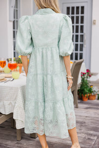 Love Found Sage Green Floral Tiered Midi Dress