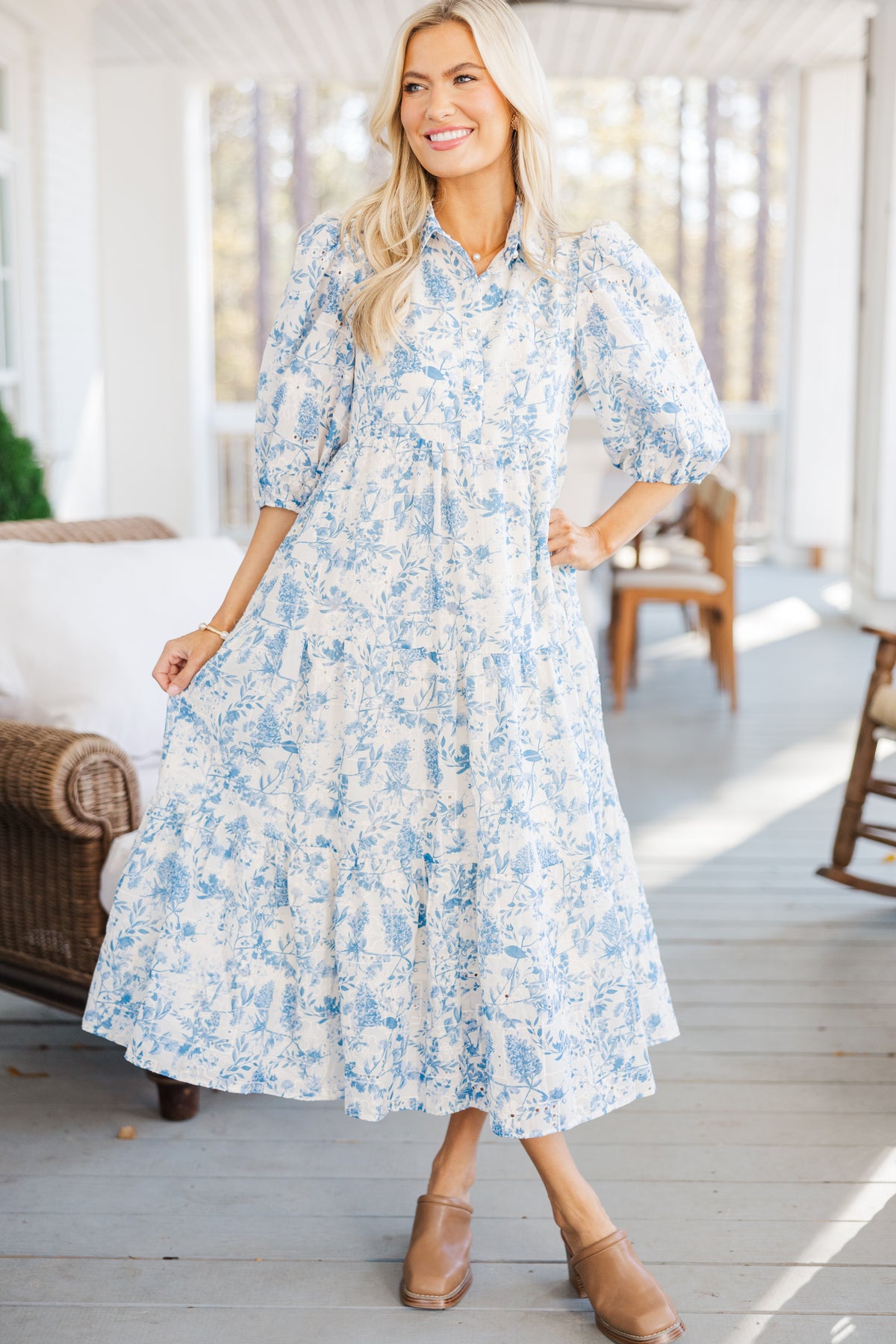 Love Found Blue Toile Midi Dress – Shop the Mint