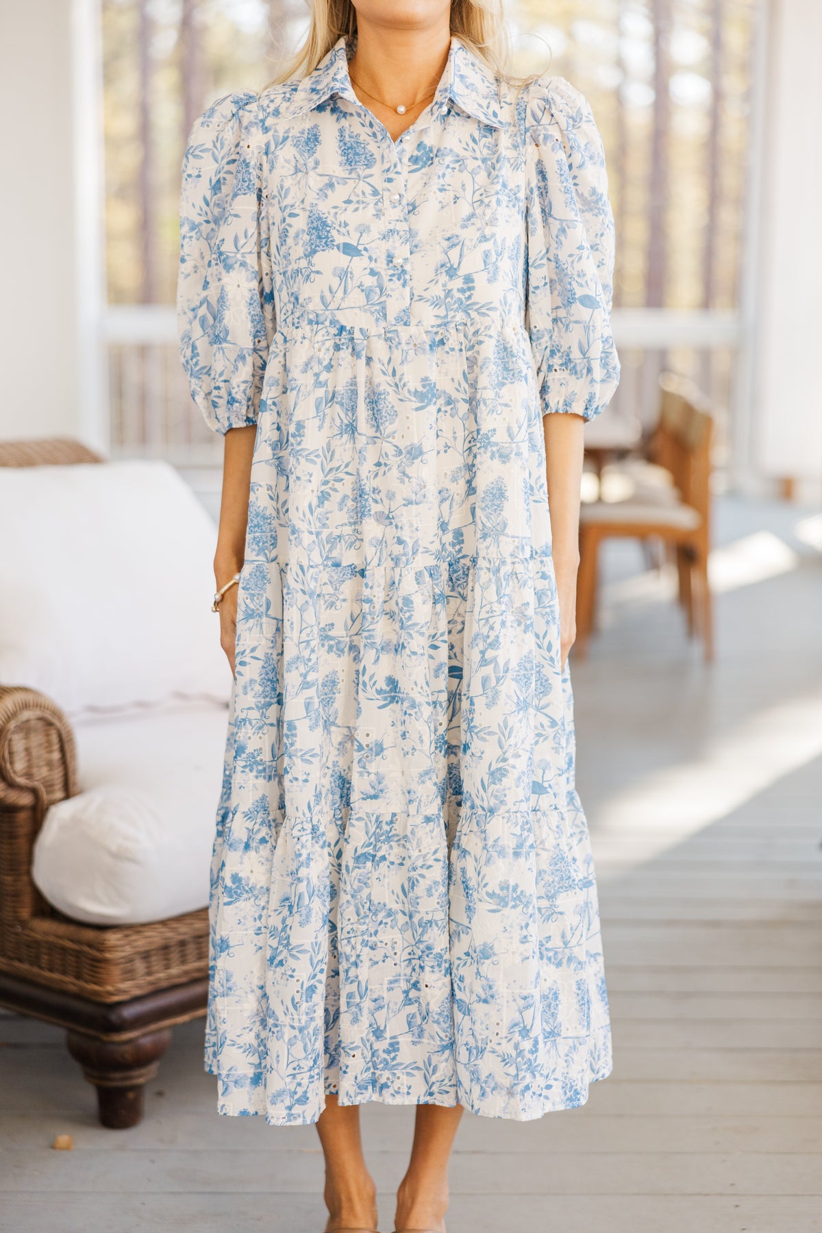 Love Found Blue Toile Midi Dress – Shop the Mint