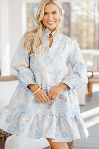 Always On My Mind Light Blue Floral Babydoll Dress