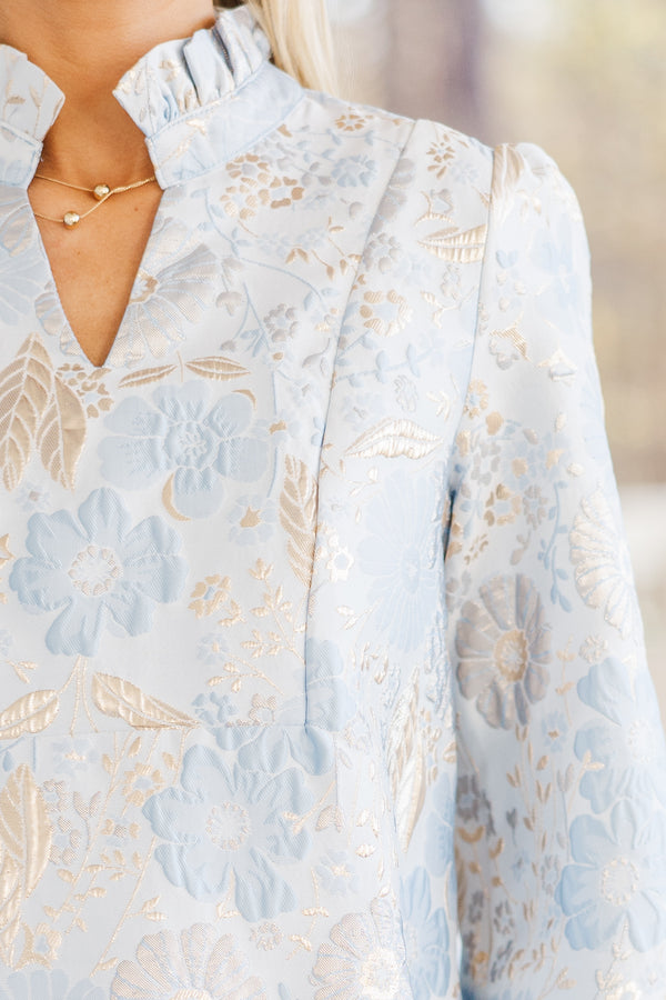 Always On My Mind Light Blue Floral Babydoll Dress