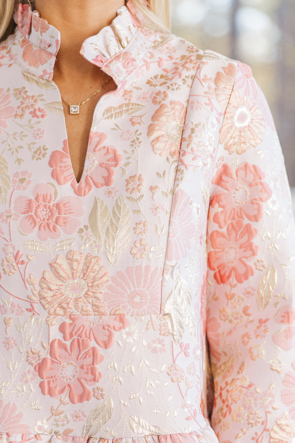 Always On My Mind Pink Floral Babydoll Dress