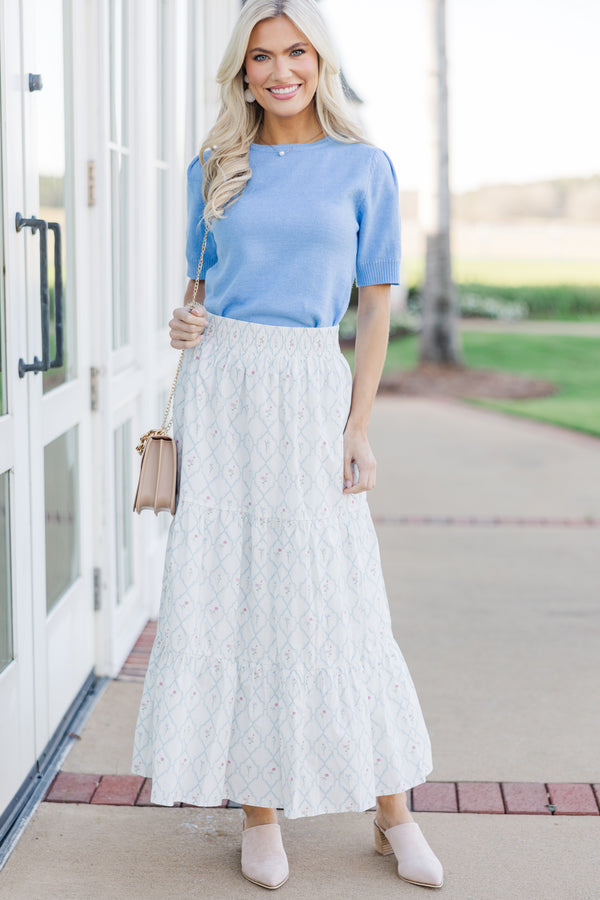 Wandering Way Cream Foral Medallion Midi Skirt