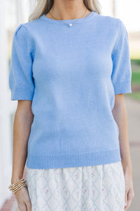 Crowd Pleaser Blue Short Sleeve Sweater