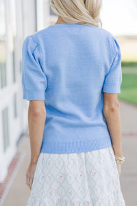 Crowd Pleaser Blue Short Sleeve Sweater