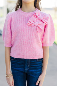 Girls: The Charlotte Pink Bow Sweater