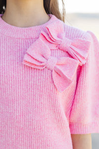 Girls: The Charlotte Pink Bow Sweater