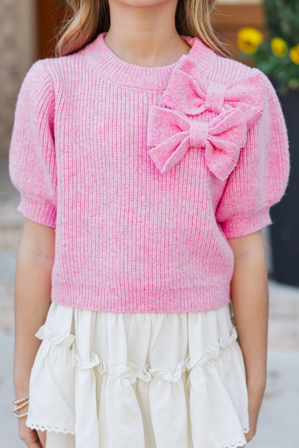 Girls: The Charlotte Pink Bow Sweater