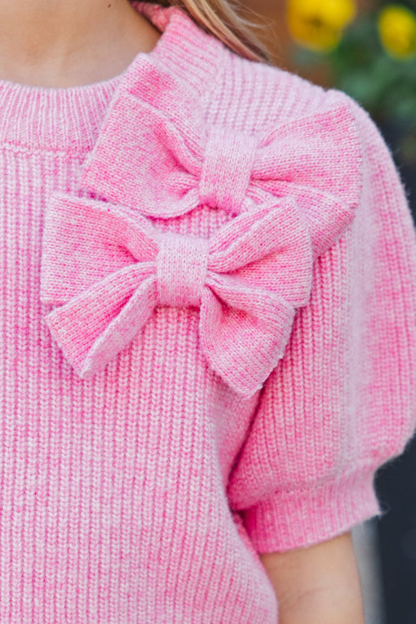 Girls: The Charlotte Pink Bow Sweater