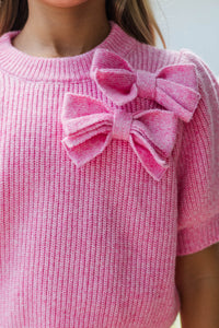 Girls: The Charlotte Pink Bow Sweater