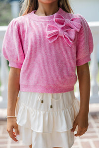 Girls: The Charlotte Pink Bow Sweater