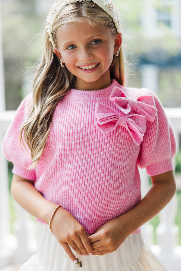 Girls: The Charlotte Pink Bow Sweater