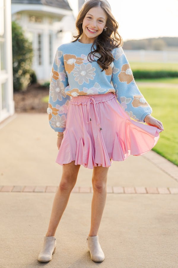 Girls: Easy To Love Blue Floral Sweater