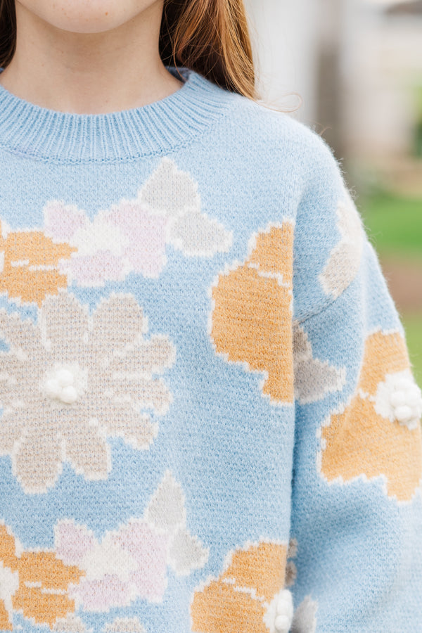 Girls: Easy To Love Blue Floral Sweater