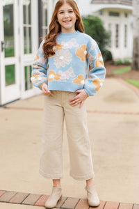 Girls: Easy To Love Blue Floral Sweater