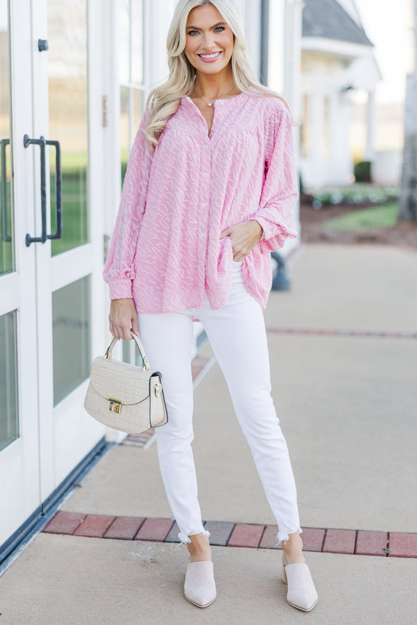 Can't Stop Dreaming Pink Textured Tunic