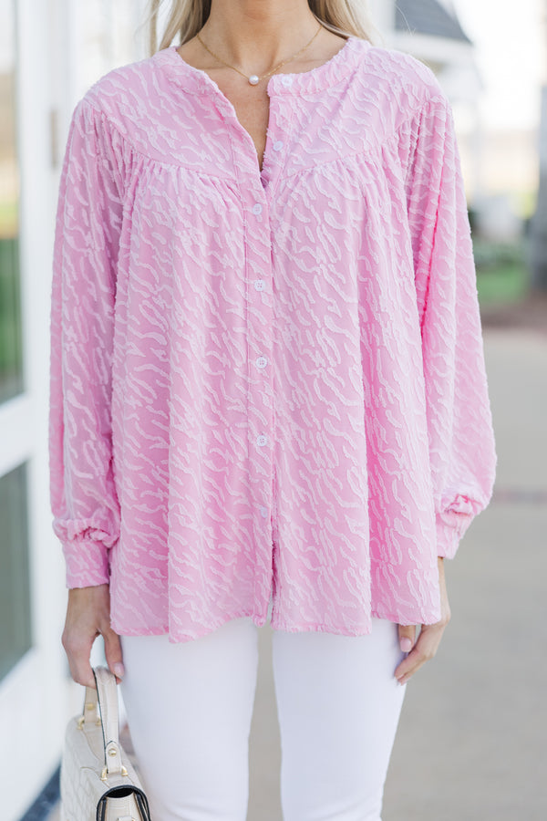 Can't Stop Dreaming Pink Textured Tunic