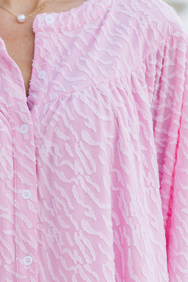 Can't Stop Dreaming Pink Textured Tunic