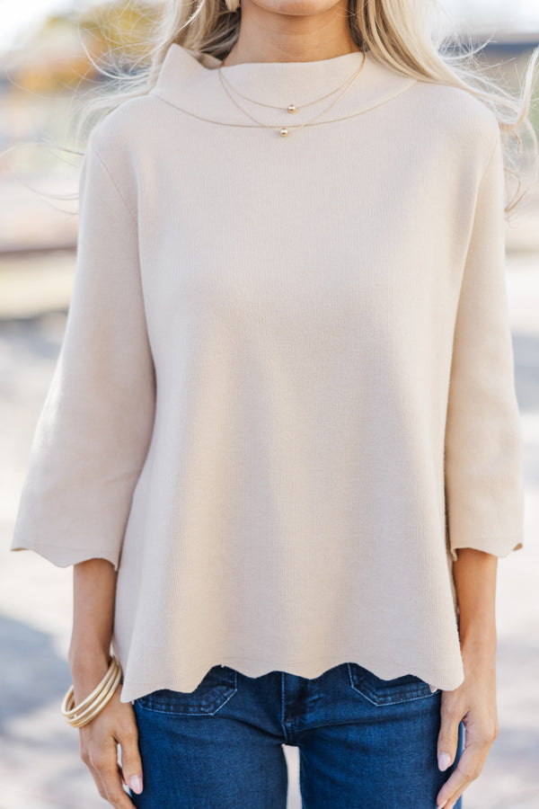 In Your Feelings Cream Mock Neck Sweater