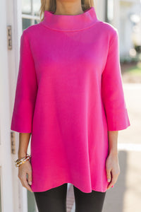 With Ease Fuchsia Pink Mock Neck Sweater Tunic