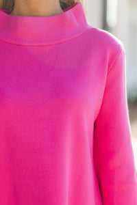 With Ease Fuchsia Pink Mock Neck Sweater Tunic