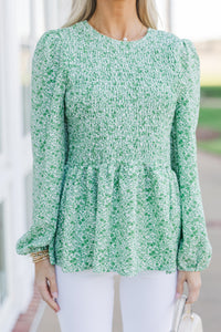 Getting Close Green Ditsy Floral Blouse